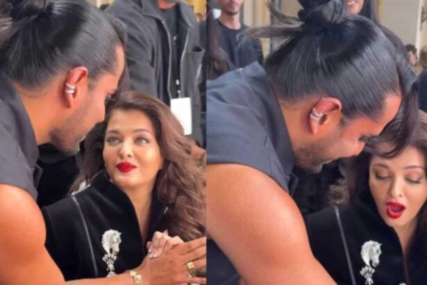 Aishwarya Rai with fan at public event