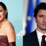 फ्रांस में यॉट पर कैटी पेरी और जस्टिन ट्रूडो का किस करते हुए दृश्य, समुद्र की पृष्ठभूमि में।