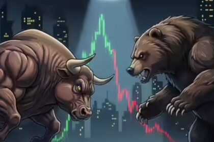 शेयर बाजार चार्ट जिसमें Sensex और Nifty की बढ़त दिखाई दे रही है