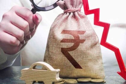 अमेरिकी डॉलर के मुकाबले गिरते भारतीय रुपये का ग्राफ।