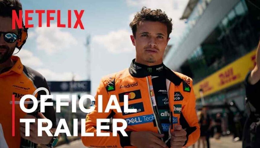 Formula 1 Drive to Survive Season 8 में F1 ड्राइवर और टीम गैरेज के अंदर रणनीति बनाते हुए