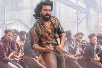 Peddi फिल्म के गाने Rai Rai Raa Raa में दमदार डांस करते हुए राम चरण।