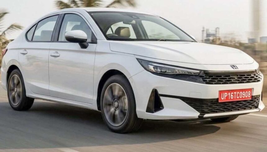 2026 Honda City Facelift के नए डिजाइन और 7 रंगों को दर्शाता ऑटोमोबाइल ग्राफिक