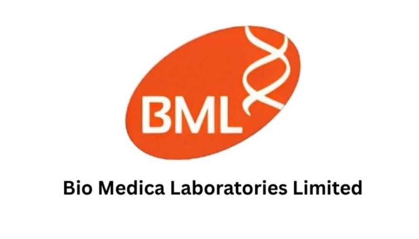Bio Medica Laboratories IPO details और pharma sector investment को दर्शाता बिजनेस ग्राफिक