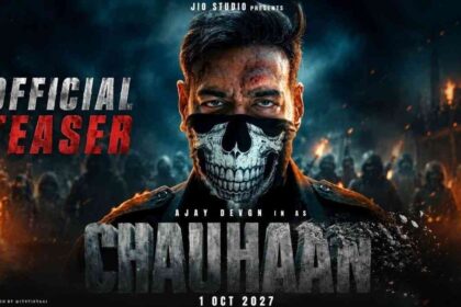 Ajay Devgn Chauhaan First Look Teaser में दमदार एक्शन अवतार में नजर आते हुए।