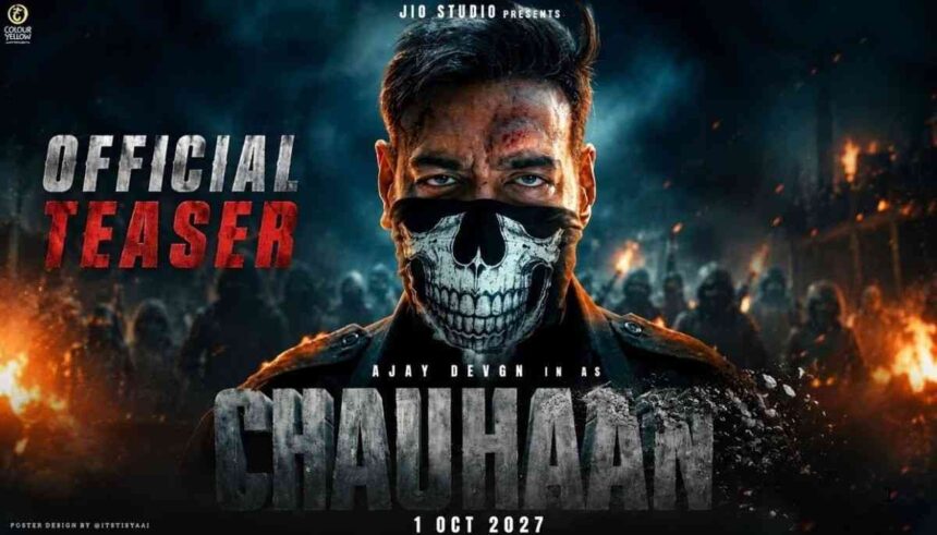 Ajay Devgn Chauhaan First Look Teaser में दमदार एक्शन अवतार में नजर आते हुए।