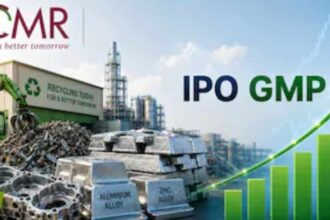 CMR Green Technologies IPO से जुड़ा ग्राफिक जिसमें कंपनी का लोगो, IPO प्राइस और निवेश विवरण दिखाया गया है।