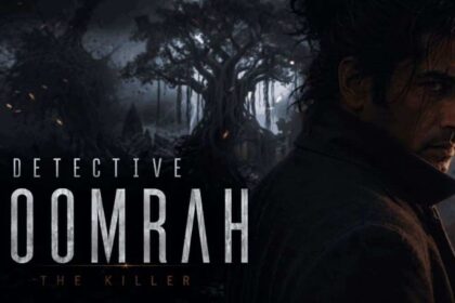Detective Boomrah and the Killer First Look Poster में सुधांशु राय का दमदार लुक और सुपरनैचुरल मिस्ट्री का दृश्य।
