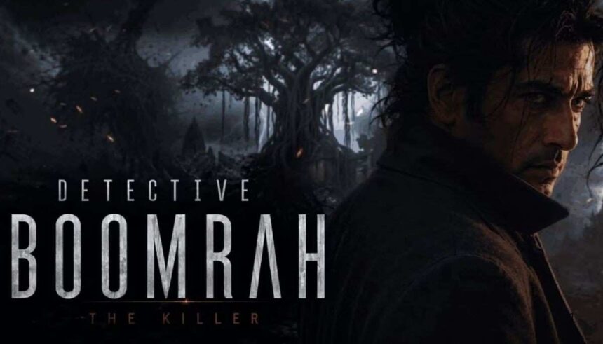 Detective Boomrah and the Killer First Look Poster में सुधांशु राय का दमदार लुक और सुपरनैचुरल मिस्ट्री का दृश्य।