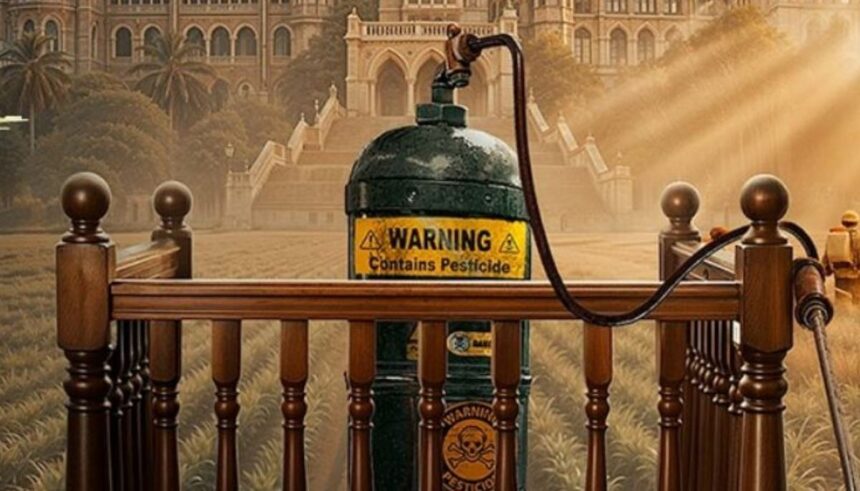 The India Story teaser poster featuring Shreyas Talpade and Kajal Aggarwal highlighting food adulteration issue in India.