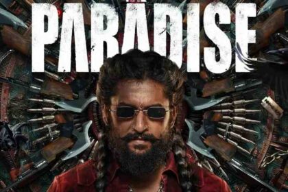 The Paradise फिल्म के पोस्टर में अभिनेता नानी, जिसकी अनुमानित लागत 160 करोड़ रुपये बताई जा रही है।
